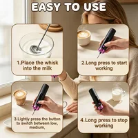 Mousseur à lait électrique rechargeable par USB, 3 vitesses, mousseur à café, mélangeur à cappuccino pour la cuisine et les cafés 6