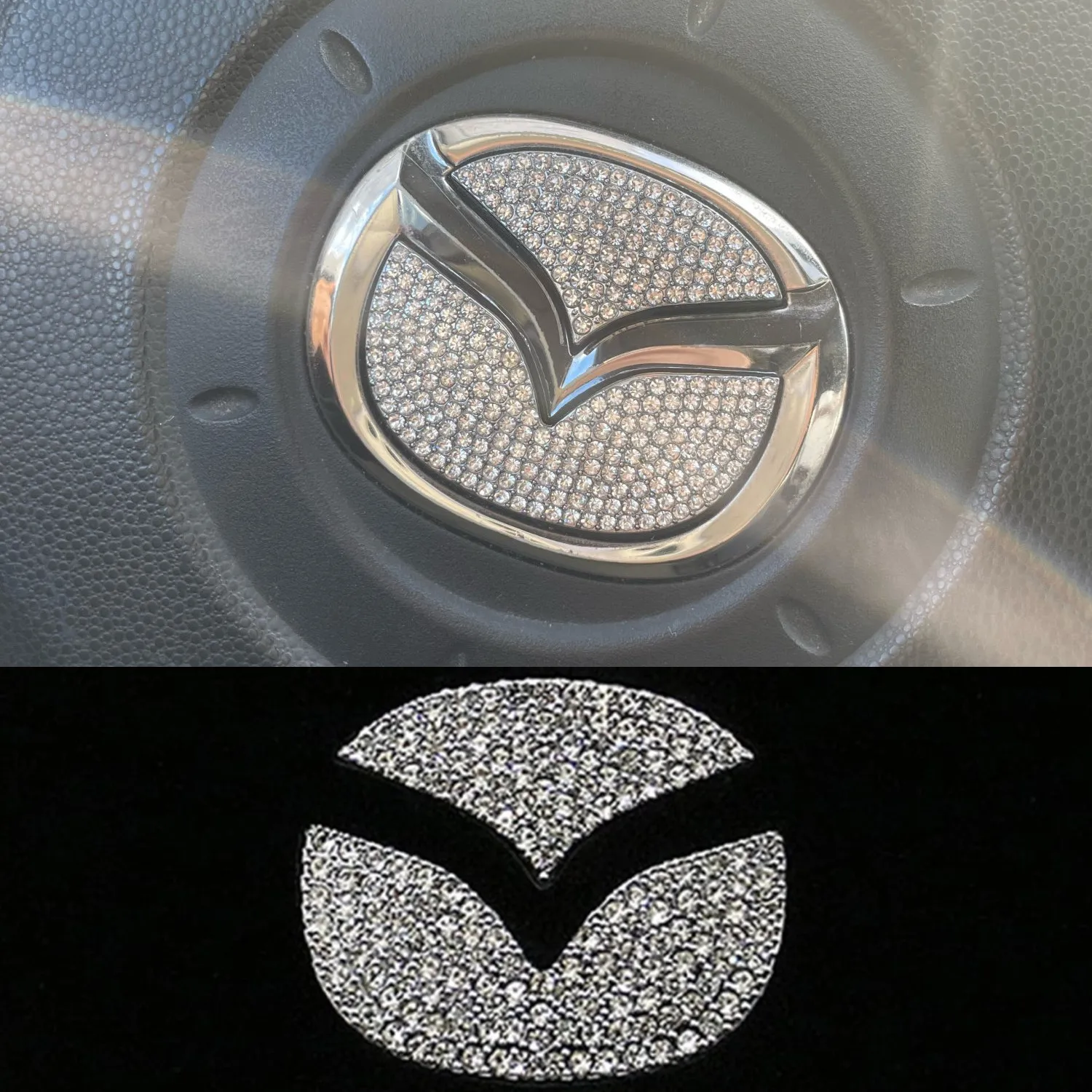 Автомобильный логотип на руль Алмазное украшение наклейка чехол для Mazda 2 3 5 6 Axela