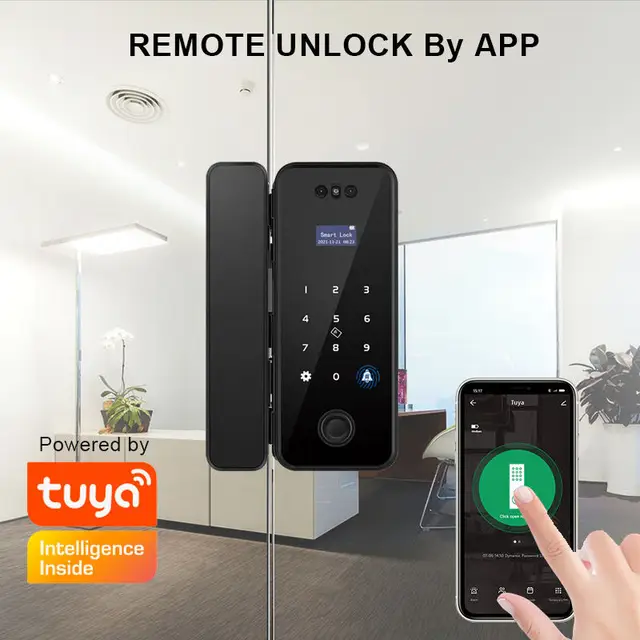 3D Face Recognition Smart Lock Infrared Sensor Tuya APP WIFI Biometric Electronic Fingerprint Unlock Glass Door Lock Office Door 4