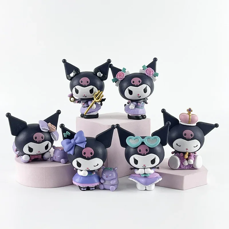 

Экшн-фигурки Sanrio Kuromi, аниме кавайные настольные украшения, декоративные игрушки, подарки, 6 шт./комплект