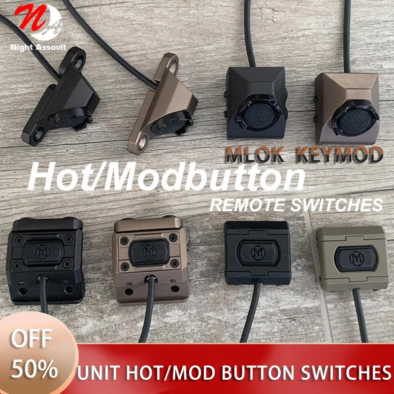 

Tactical Airsoft UNIT ModButton Hot Button Pressure Remote Switch Mlok Keymod For Surefir M300 M600 DBAL-A2 PEQ15 20mm Rail