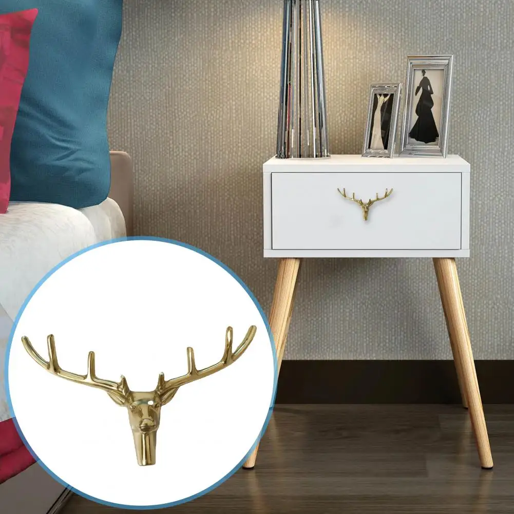 Cabinet Handle Deer Head Shape Brass High Hardness Drawer Cupboard Door Pull Handle Wardrobe