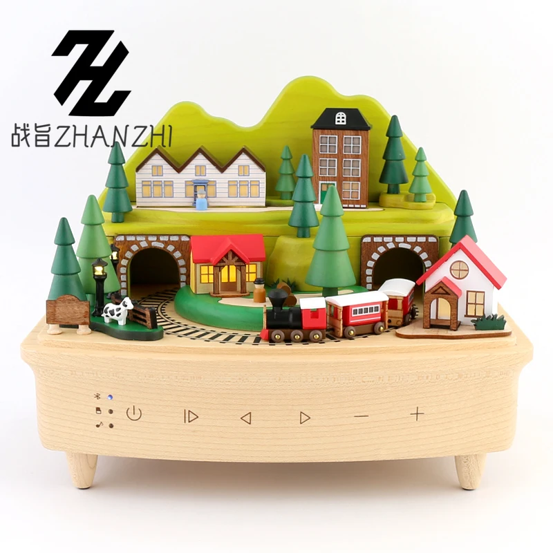 Senhuo 나무 재미 블루투스 나무 뮤직 박스 스피커 밸리 기차 소녀 소녀 생일 발렌타인 데이 선물