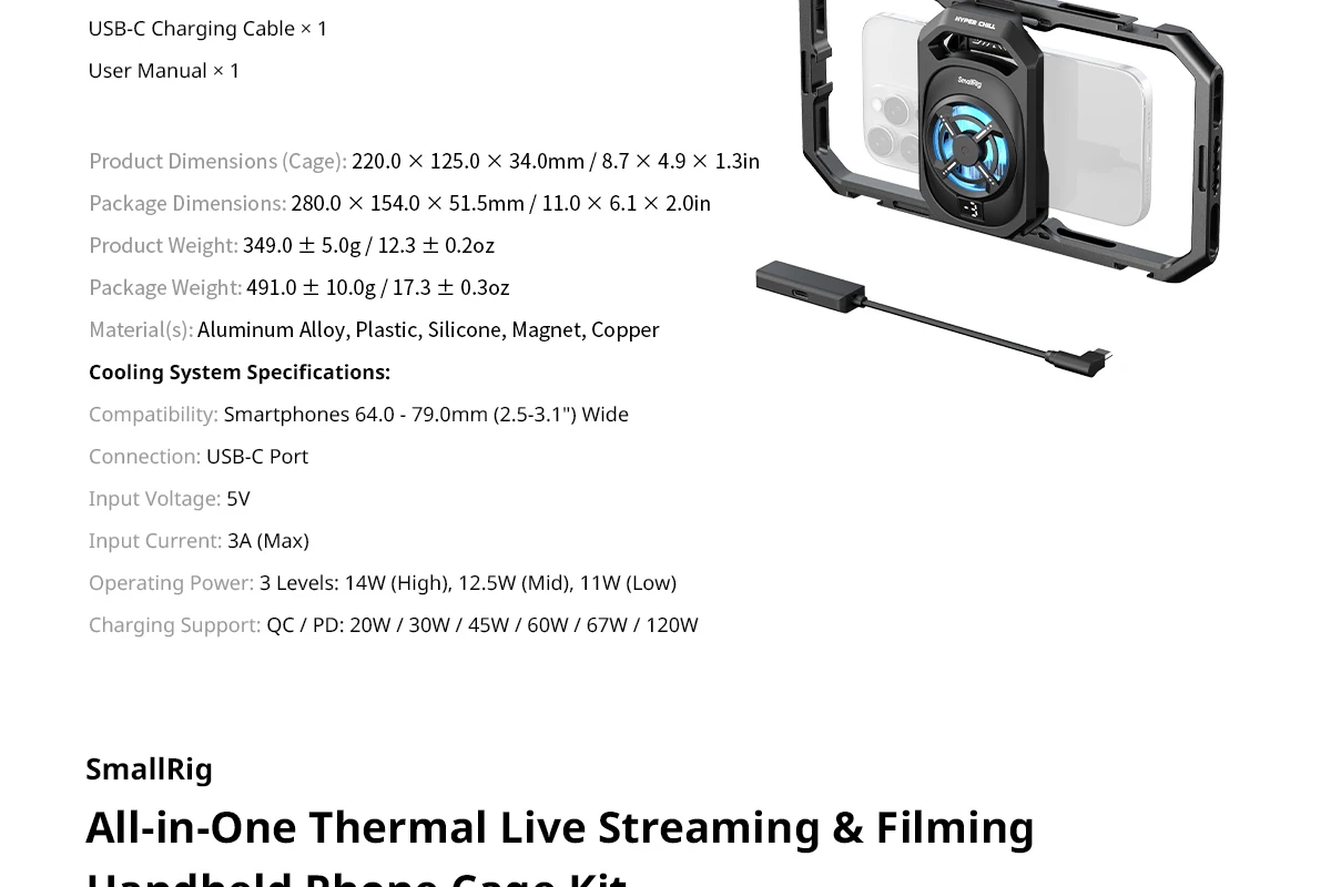 SmallRig All-in-One Thermal Dual-handheld Video Kit for iPhone Mobile Phone With