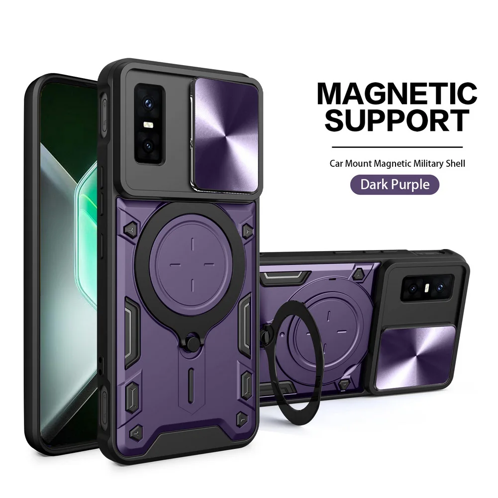 Enhanced Metal Ring Camera Protect Case with Rotating Holder Cover