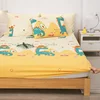 Cartoon Dinosaur Print Children's Room Fitted Sheet Set Comfortable Soft Bedding with Pillowcases Boys and Girls Fitted Sheet 2