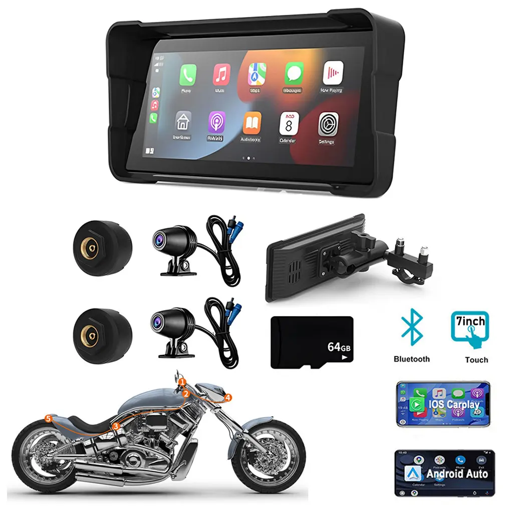 Motorcycle DVR Dash Cam IPS Touch Screen Dual 1080P Waterproof Moto Camera WiFi GPS Dash Cam Front Rear Driving Video Recorder