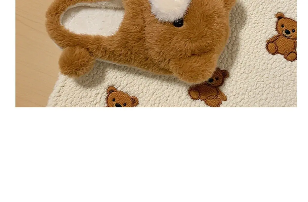 Kreative braune Umarmungsbär-Hausschuhe für Damen, stereoskopische Tierfell-EVA-Clogs, weiche, pelzige Kuschelbären-Hausschuhe für den Innenbereich – Detail 15