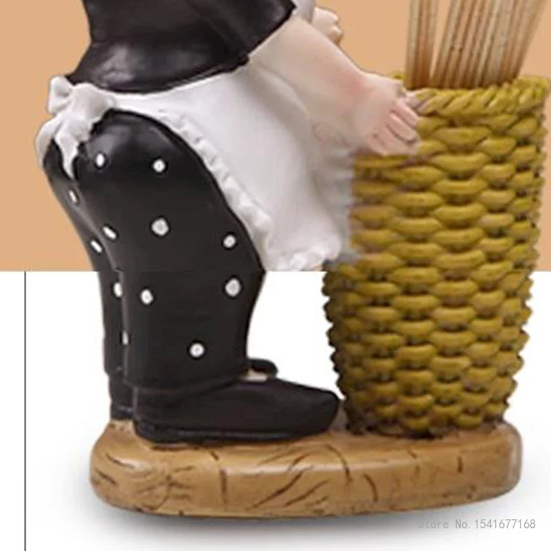 1pc European Creative Chef Sculpture Toothpick Bucket Home Living Room Dining Table Decoration Barrel Toothpick Box Holder