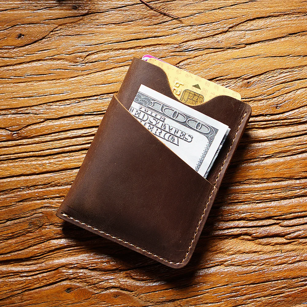 Genuine Leather Credit Card Holders Luxury Crazy Horse Leather Card Wallet ID Case Wedding Birthday Gift