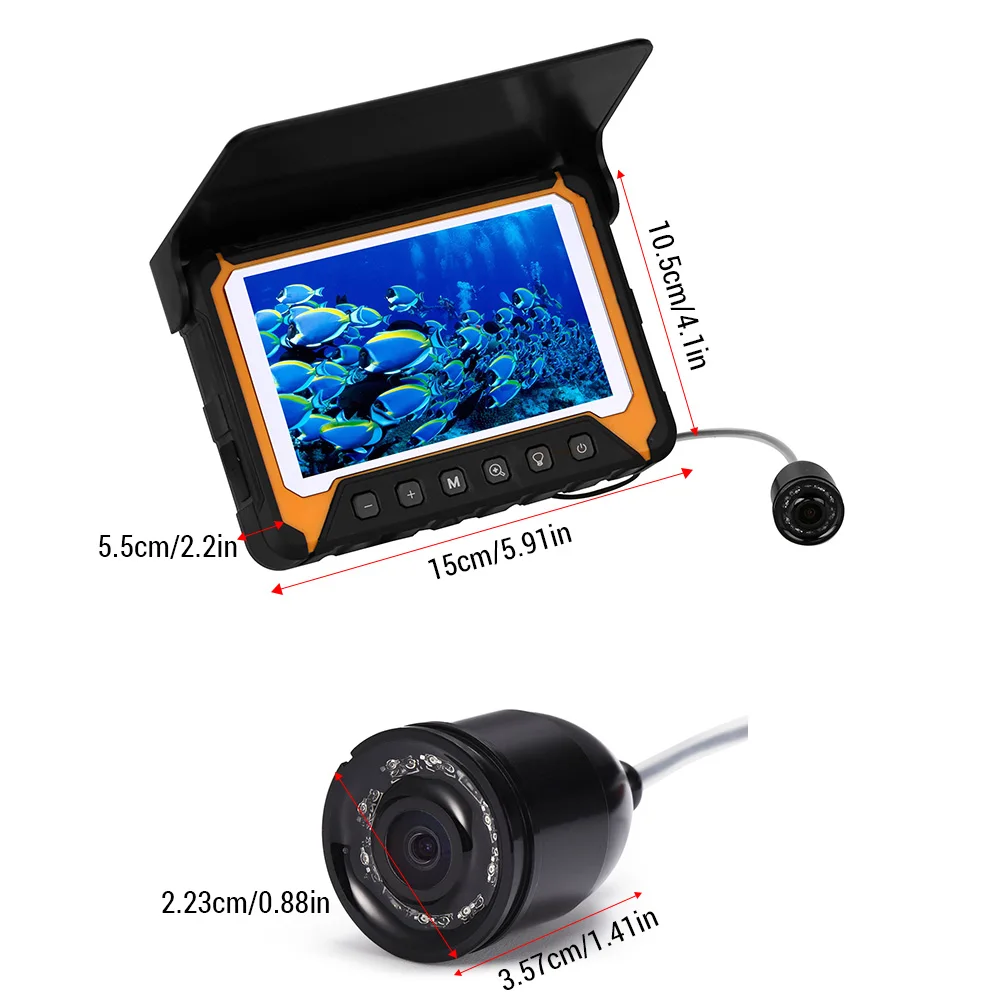 Underwater Fishing Camera with 5in LCD Monitor 120&deg; 500,000 Pixels 8 Pcs IR Night Vision for River/Ice Fishing