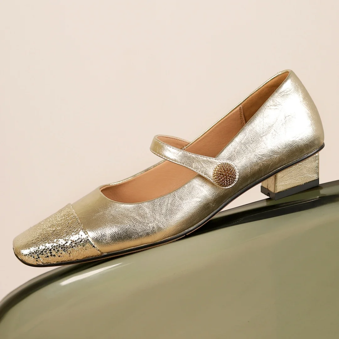 

2024 Spring new plus size 34-41 women's genuine leather square toe slip-on Mary Jane flats leisure soft comfortable casual shoes