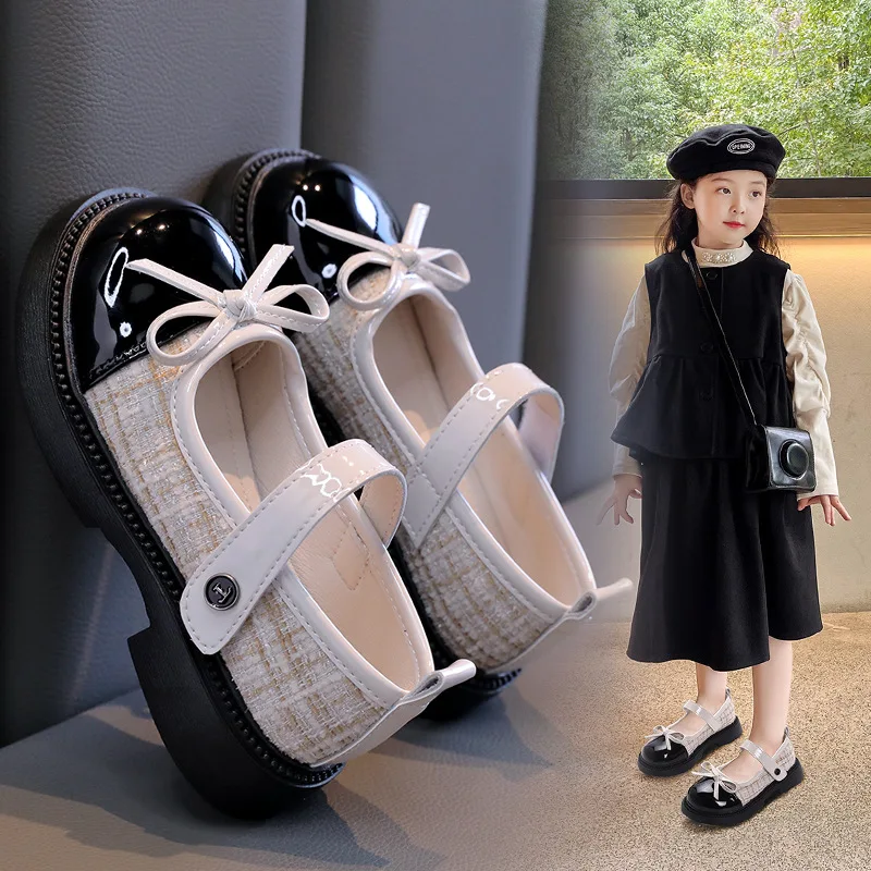 Girls' Spring and Autumn Leather Shoes 2025 Middle aged Children's Baby Soft soled Performance Shoes Children's Princess Shoes - 2