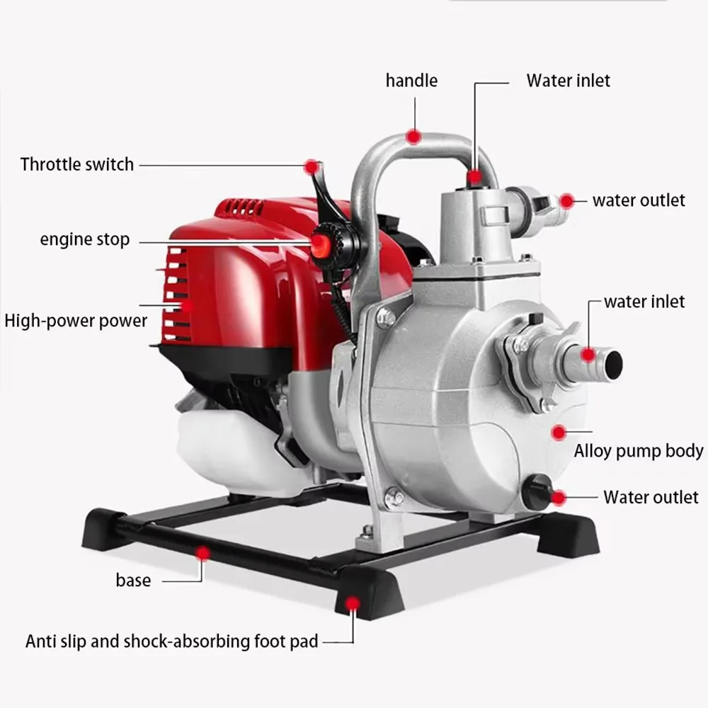 Gasoline Engine Water Pump 4-Stroke Booster Pump Agricultural Irrigation Household High-Pressure Gasoline Self-Priming
