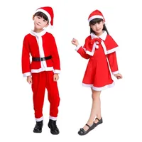 Costume de fête de noël chaud pour enfants d'hiver, manteau, pantalon, chapeau et couvre-chaussures, costume de jeu de rôle du père noël pour garçons et filles, Chri 4
