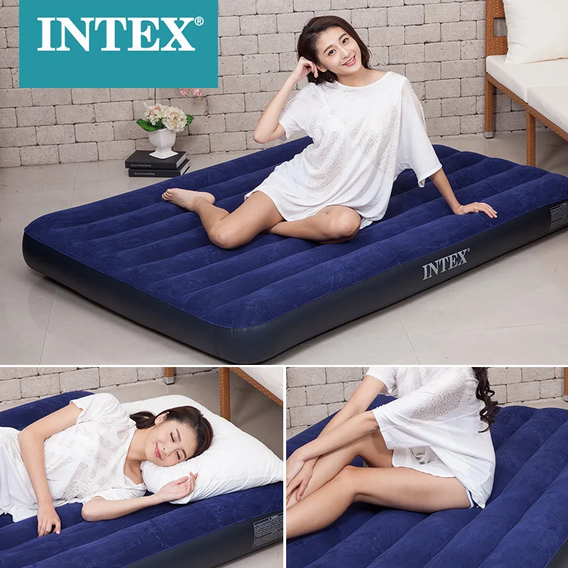 Inflatable Bed Home Outdoor Single and Double Air Mattress Increase Thick Blue Folding Convenient Mattress Multifunction Beds