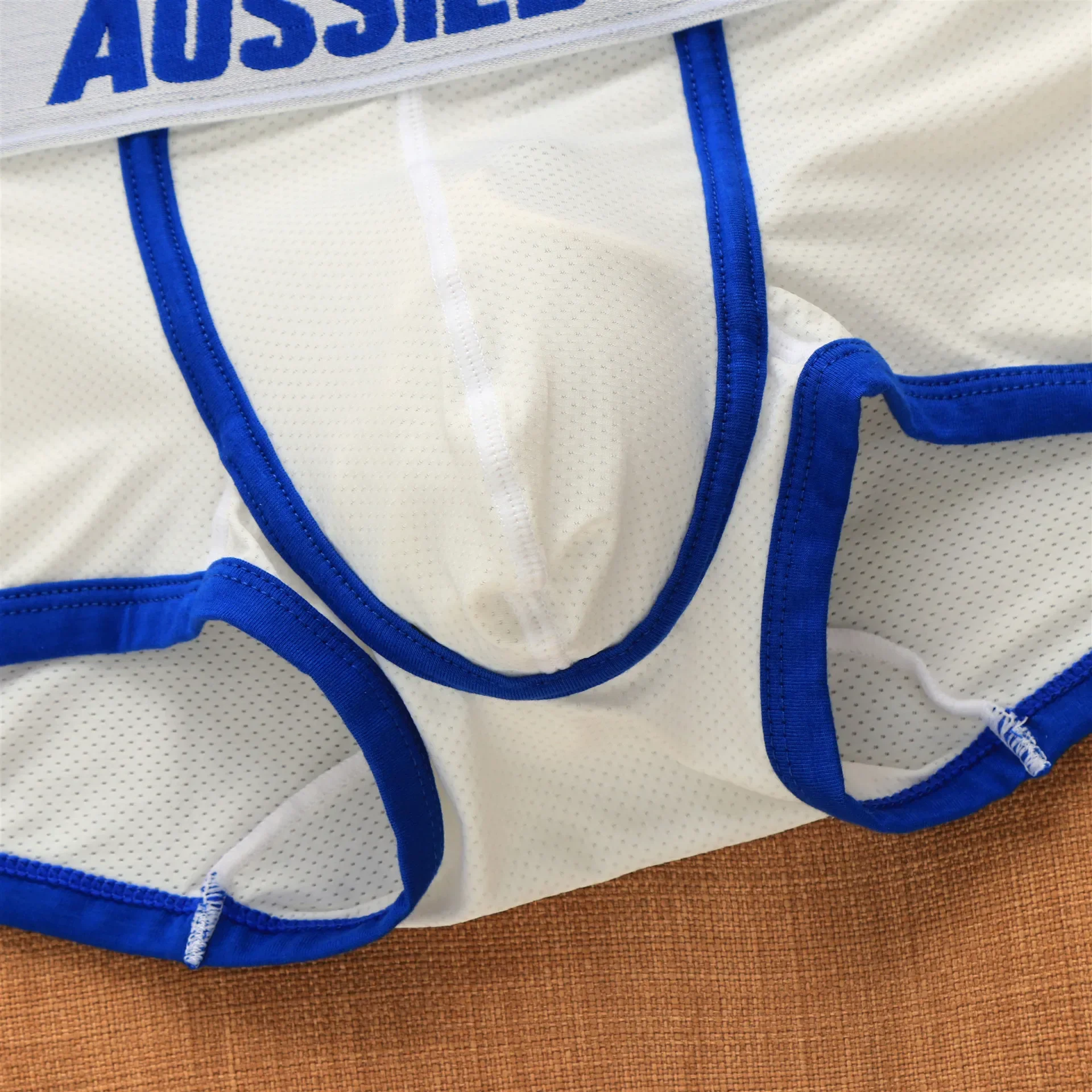 Men's mesh underwear low waist fashion breathable mesh pocket letter youth Boxers 4