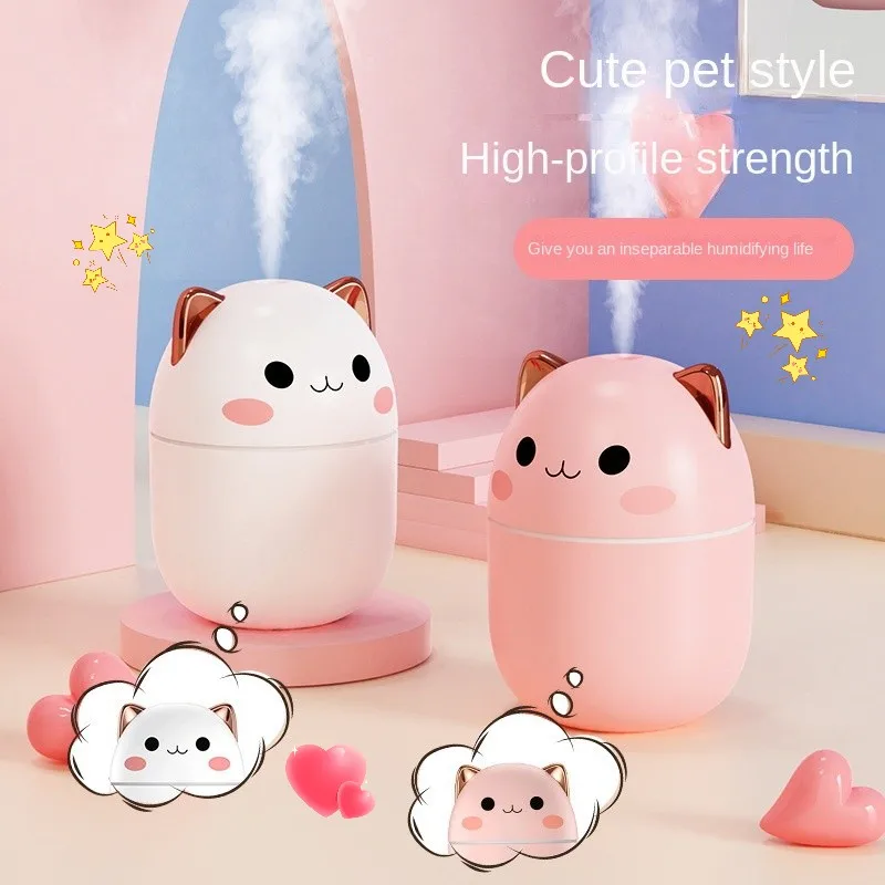 

250ml Cute Cat Air Humidifier Ultrasonic Essential Oil Diffuse For Home Bedroom Car with Colorful Night Light Aroma Diffuser