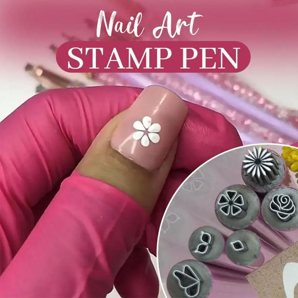 New Nail Art Stamp Pen Set Floral Butterfly Pattern Nail Graffiti Pen Flower Painting Drawing Nail Brush Stamp Pen Manicure Tool 4