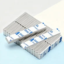 강력한 네오디뮴 자석 양면 접착제 N35 NdfeB 영구 자석 블록 초강력 냉장고 자석