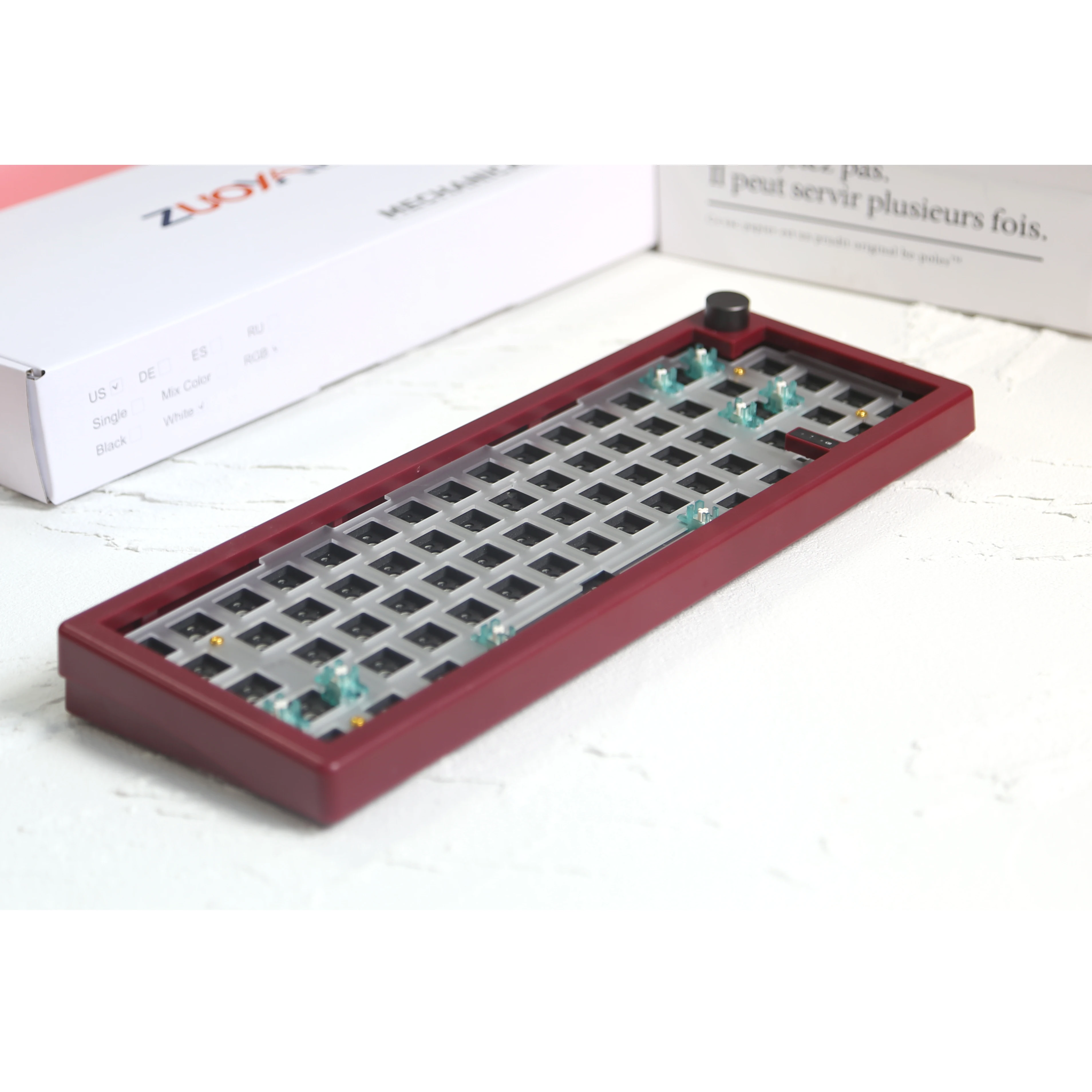 Teclado Mecânico Vermelho Profundo Kit Bluetooth 2.4g sem Fio Prendido Personalizado com Rgb Retroiluminado Gmk67 65 - Imagem 3