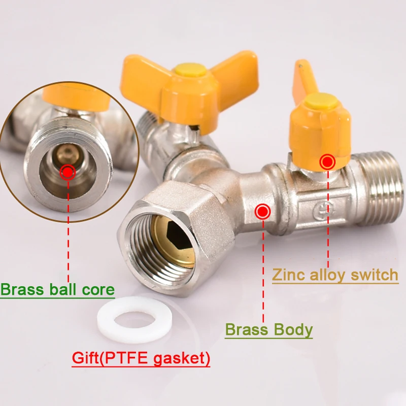 Adattatore per valvola a sfera per refrigerazione in ottone G1/4