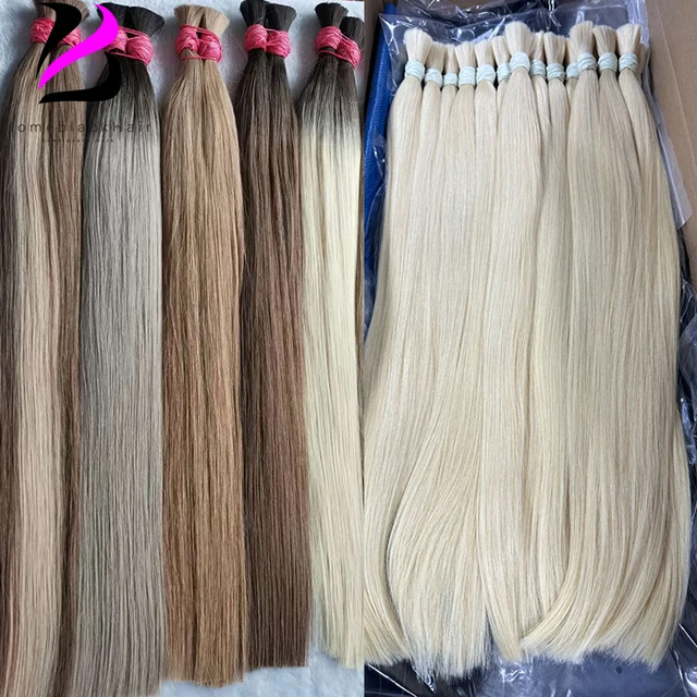 No Weft Vietnamese Hair Human Hair Bulk 613 100% Virgin Remy Straight Hair Bulk 12-30inch 99j Real Natural Hair Extension Grey 1