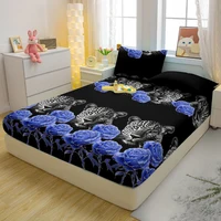 1 Simple Modern Animal Printed Matte Fitted Sheet, Bedroom Printed Bed Cover, Bedding (Excluding Pillowcases) 2