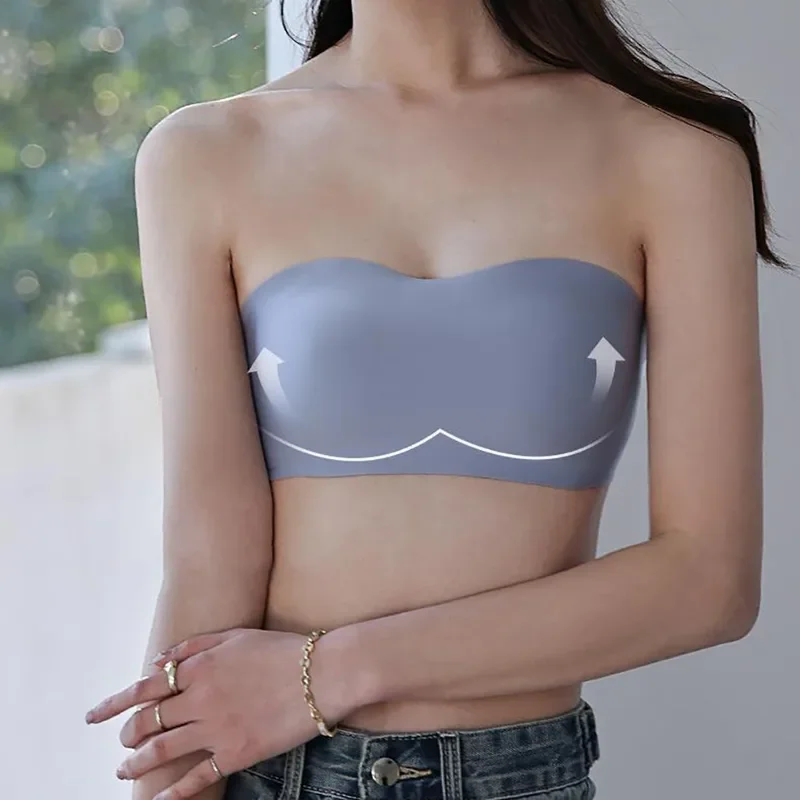 Women Tube Strapless Bra Chest Wrap Bandeau Seamless Breathable Underwear Tops Non Slip Invisible Bralette Push Up Women's Bra 4