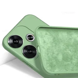 Luxury Liquid Silicone Shockproof Soft Phone Case - Elegant Design for Poco F6 (Matcha green)