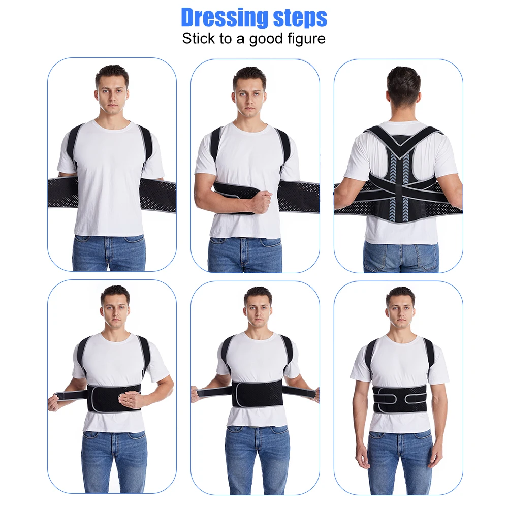  Posture Corrector for Men and Women, Fully Adjustable Back  Brace Back Straightener for Upper Lower Spine Support Neck, Back, Shoulder,  Clavicle and Back Pain Relief Black S : Industrial & Scientific