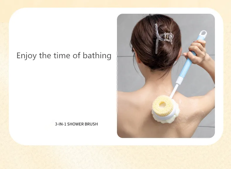 1pcbath Bürste backbodybath shower spondescrubber brushes mit Griff Peeling Peeling Haut massage gerät Peeling Bade bürste – Detail 3