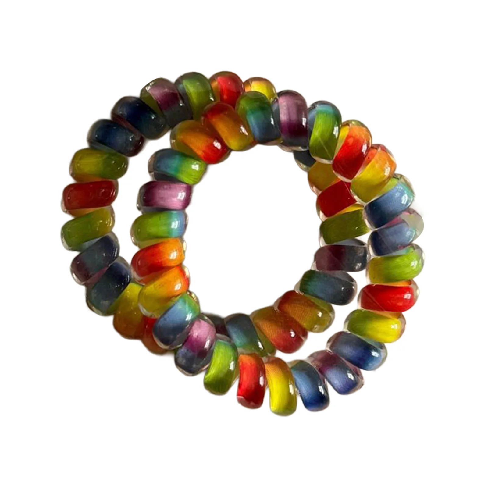 Mermaid Color Spiral Hair Ties Set - Vibrant Elastic Bands