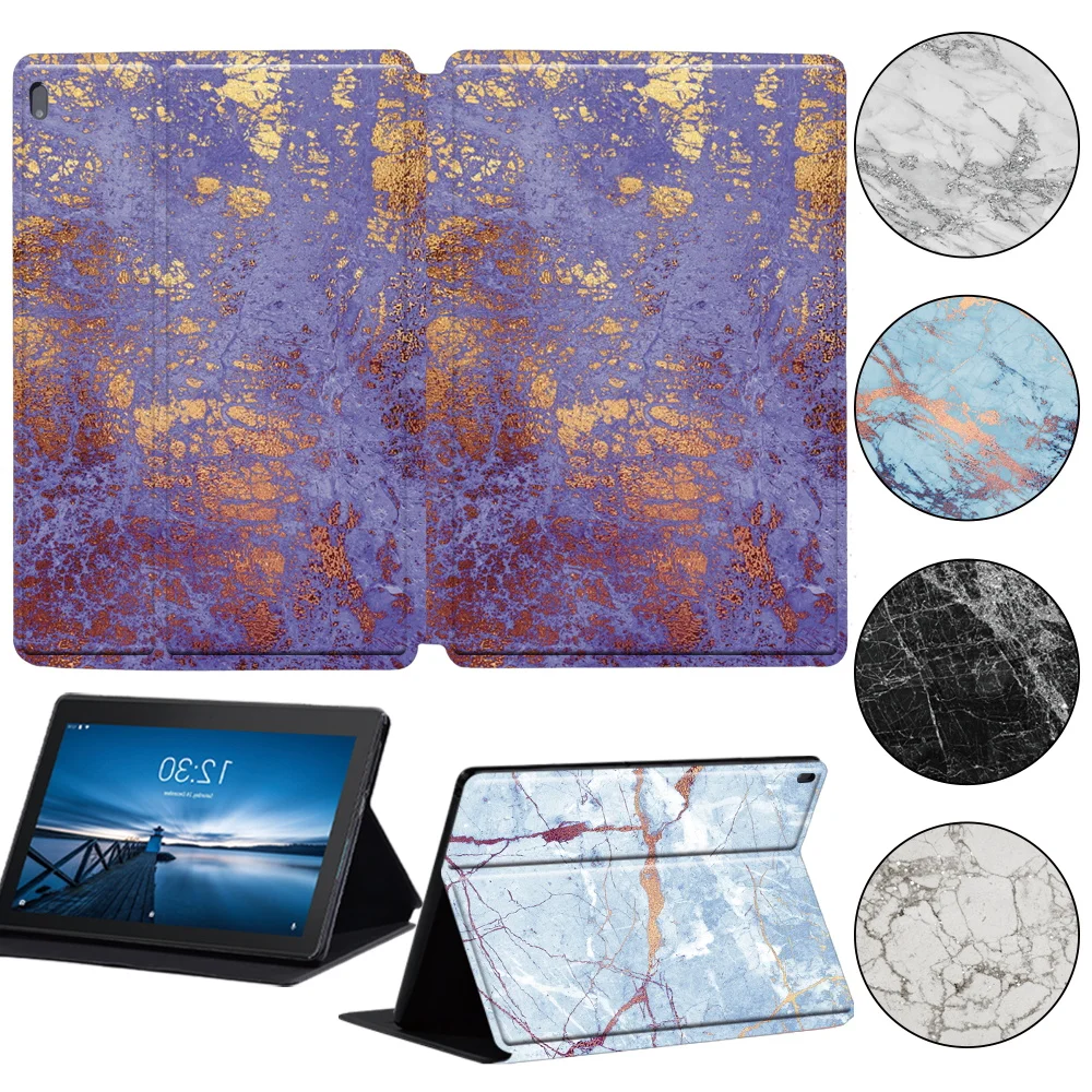 For Lenovo Tab M7/M8/M10 Fhd Plus Marble Pattern Tablet Case Lenovo Tab E10/Tab M10 High Quality Leather Stand Cover + Stylus