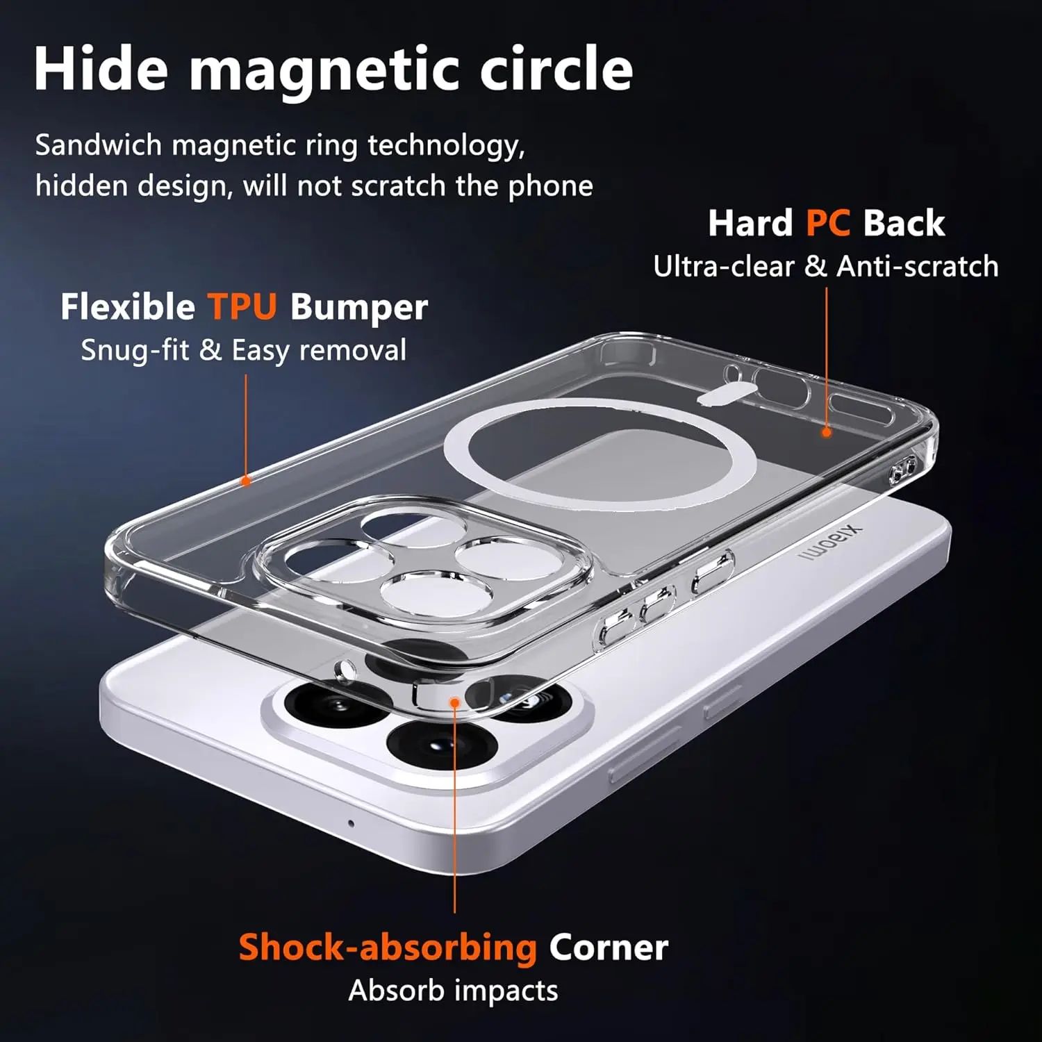 Luxury Transparent Magnetic Shockproof Wireless Charging Case