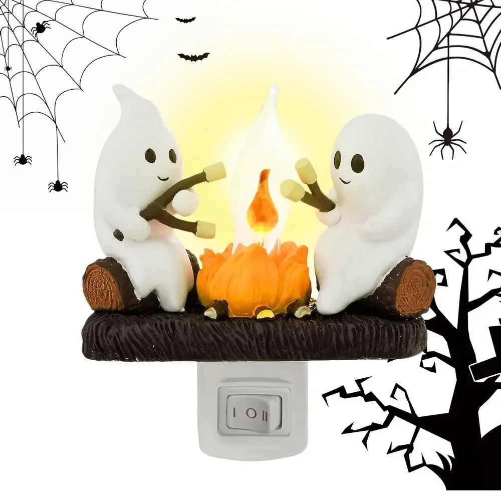 Description Picture 3 of itemGhost Campfire Flickering Night Light Lantern Flicker Flame Nightlight 3D LED Small Electric Faux Lantern Halloween Indoor Decor