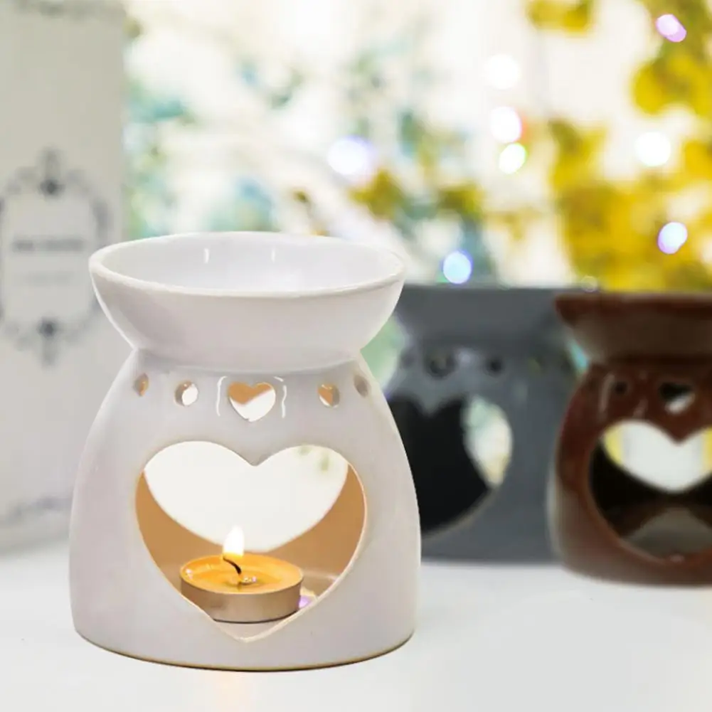 Aroma Diffuser Heart Shaped Candle Ceramic Aromatherapy Seat Oil Burner