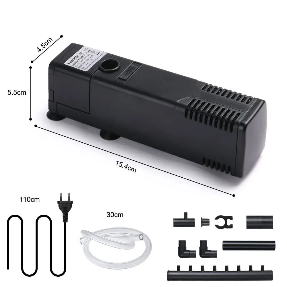 8W Aquarium pump Filter pump Aquarium internal filter Oxygen supply 600L/H