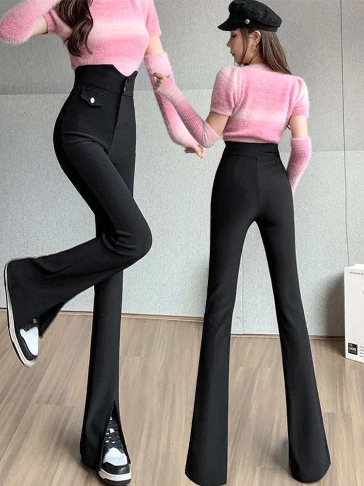 

Fashion Black Pants Women High Waist Trousers Spring Autumn Slim Wild Skinny Long Casual Flared Pant Calcas Feminina