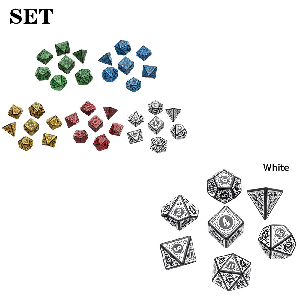 35Pcs For TRPG DND 5 Color Glitter Dice Set Iidescent Dices Game Accessory