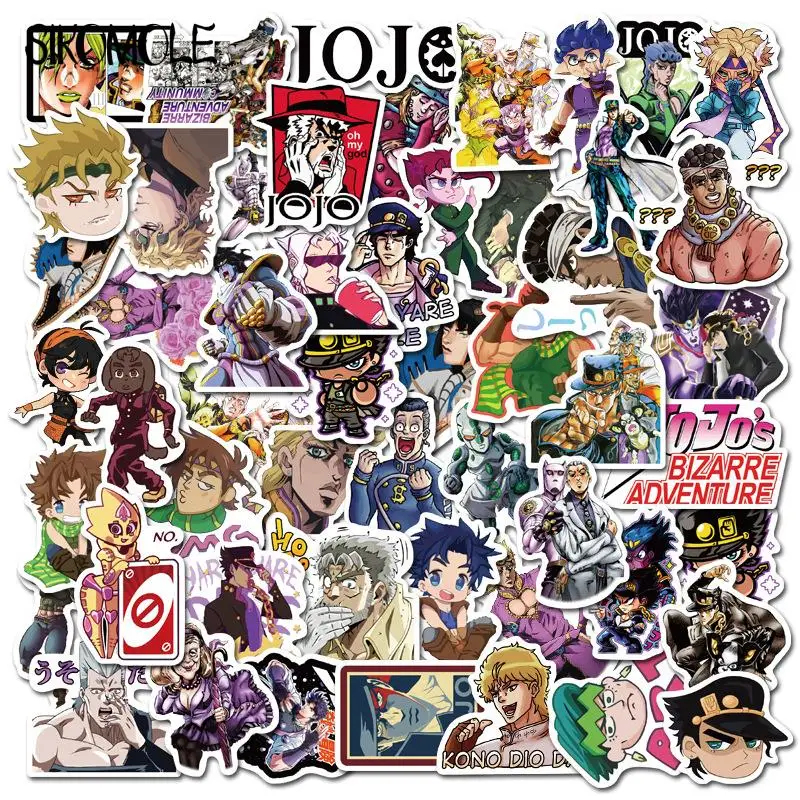 50pcs Jojos Bizzare Adventure PVC Waterproof Sticker for Luggage Wall Car Laptop Bicycle Motorcycle Notebook Toys Stickers