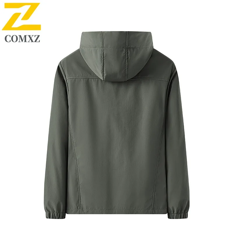 COMXZ Soft Shell Outerwear Windproof Waterproof Loose Gym Jogger Trench Coat Running Plus Size Fleece Lined Warm Men's Jacket