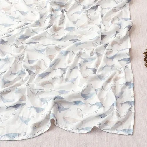 Elinfant Cute Soft Print Baby Towel Wrap 120x110cm Bamboo Cotton Baby Muslin Swaddle Blanket - Image 34