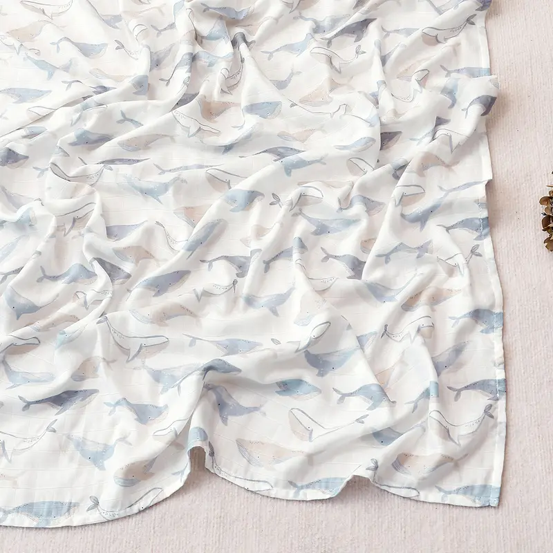 Elinfant Cute Soft Print Baby Towel Wrap 120x110cm Bamboo Cotton Baby Muslin Swaddle Blanket - Image 34