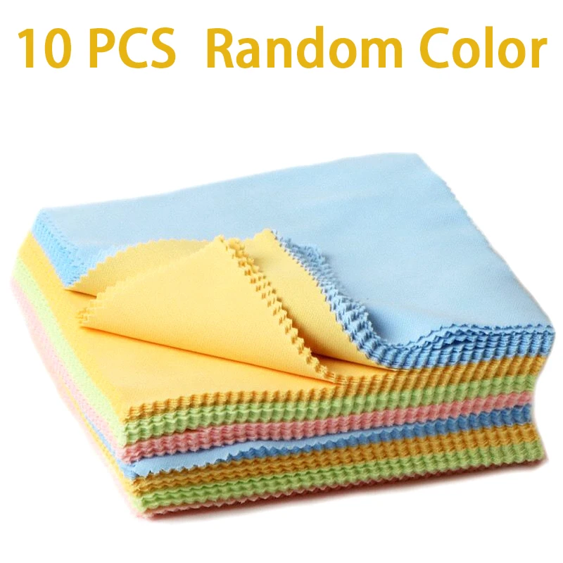 

10PCS Random 130mm*130mm Portable Solid Color Microfiber Glasses Cleaning Cloth For Lens Phone Screen Cleaning Wipes Eyewear