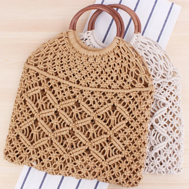 

Summer Beach Hollow Out Top-Handle Bags for Women Casual Straw Woven Totes for Girl Female Solid Color Casual Shopping Handbags