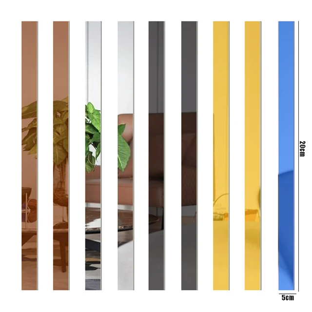 10Db Akril Tükör Falmatrica Téglalap Alakú Önálló Barkács Háttér Fal Derék Vonal Otthoni Nappali Dekoráció - Image 5