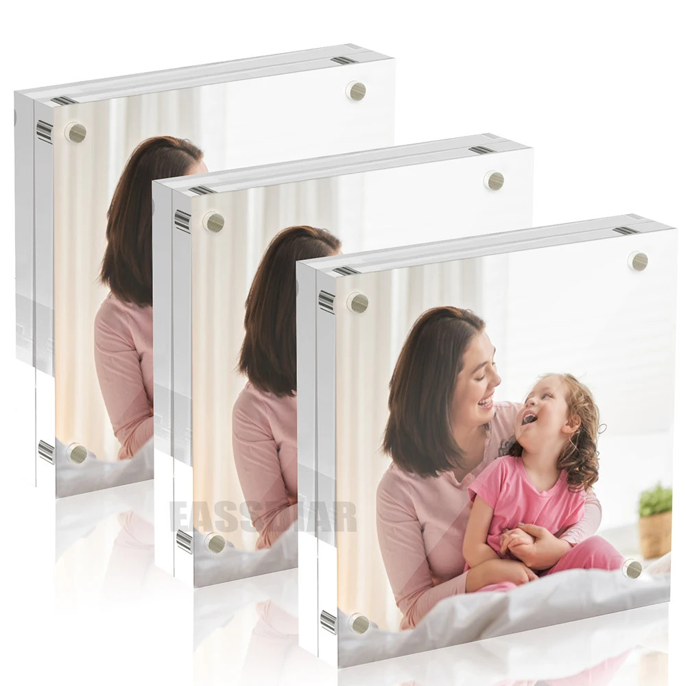 High Quality Clear 10+10mm Clear Picture Frame 4x4inch 4x6inch 5x7inches Poster Display Stand Magnetic Acrylic Photo Frame