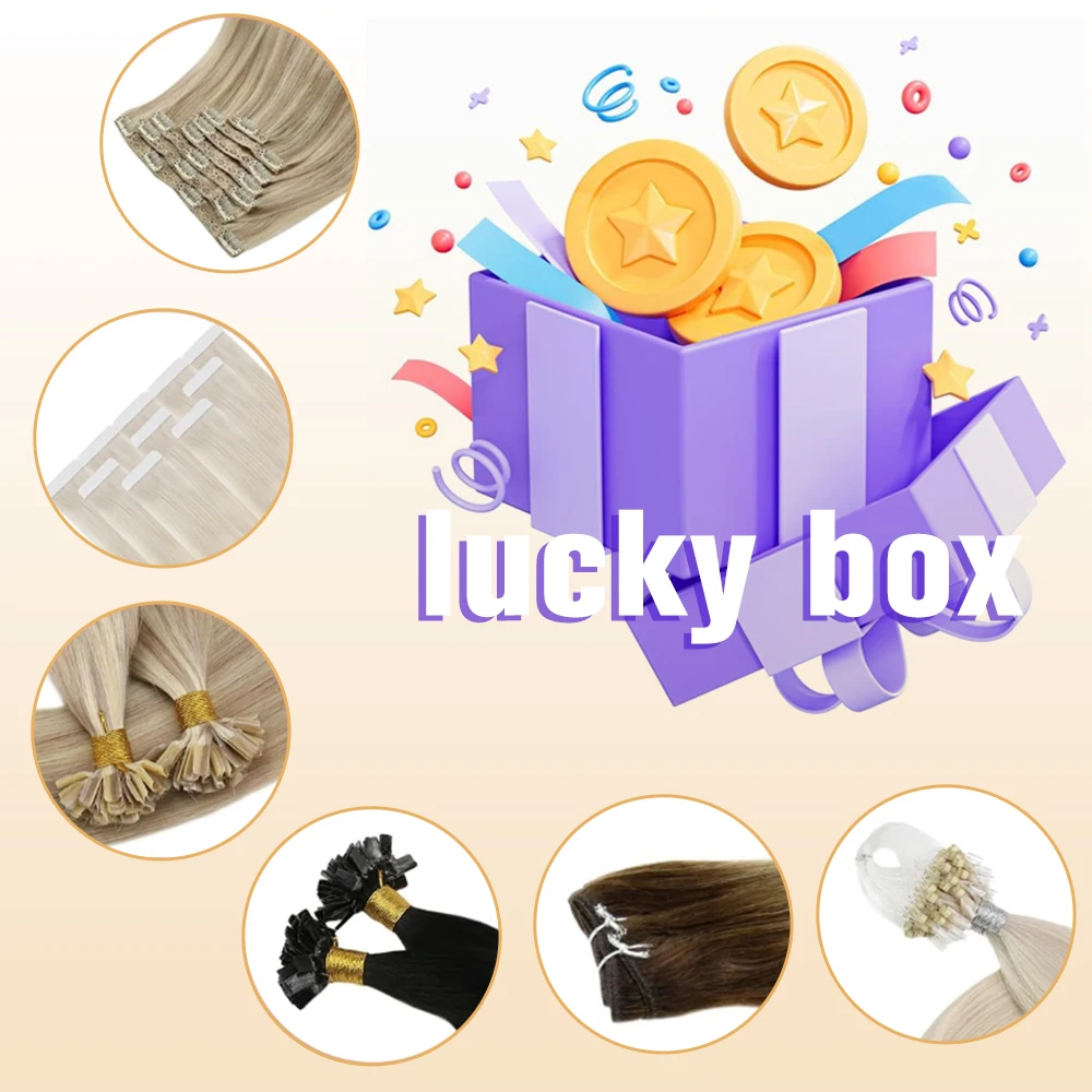 Ugeat Lucky Boxs About 100% Human Hair Random Different Category Pure Colors Remy Hair Extensions Human Hair