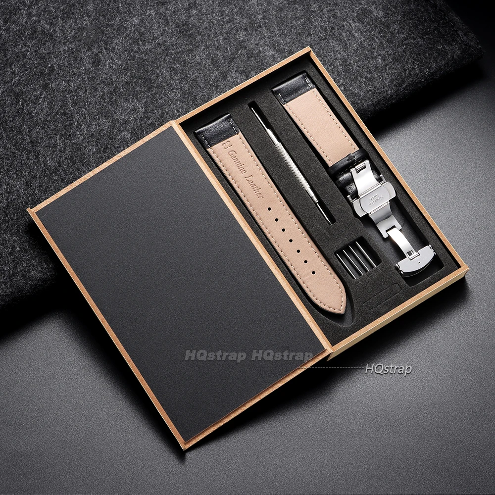 Elegant Calfskin Watch Band with Butterfly Clasp